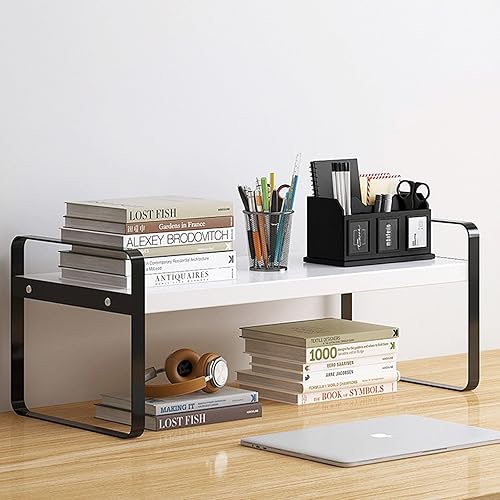 Miniatura 12 de Organizador de escritorio para la parte superior del escritorio, estantería de escritorio desmontable de 2 niveles, estantes de escritorio de 2