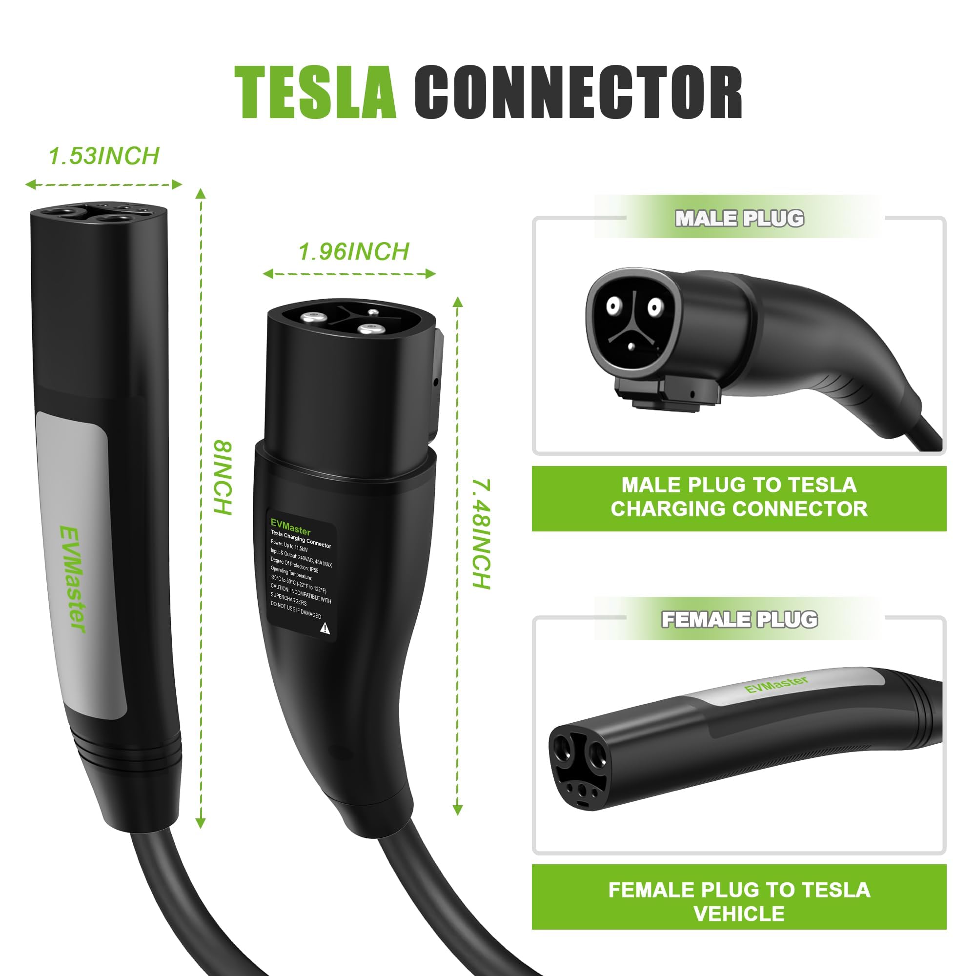 Amazon.co.jp: EVMaster Tesla 充電器延長ケーブル (20フィート 48A