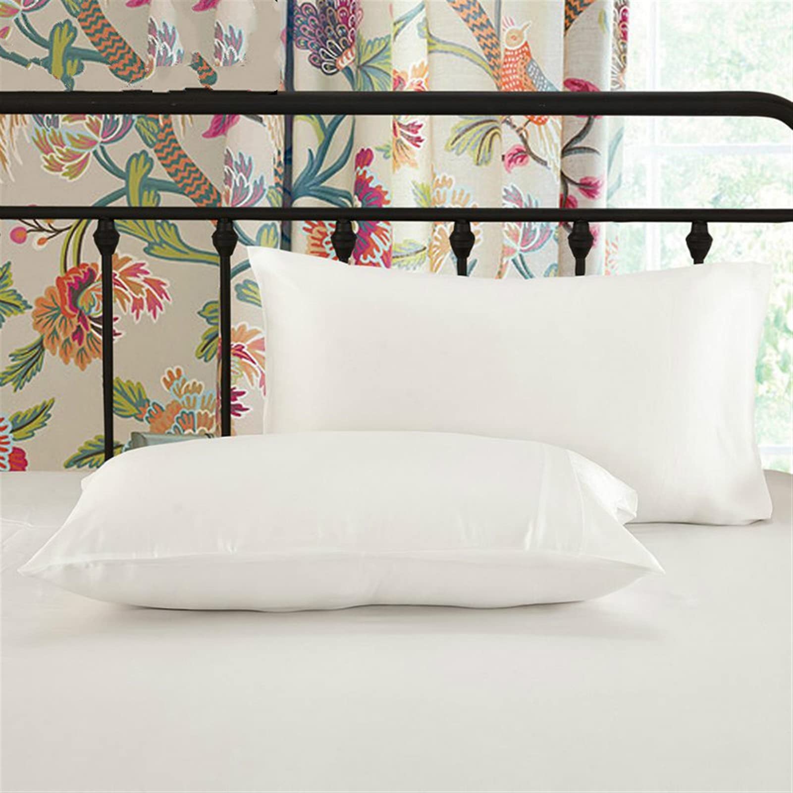 Federe in Raso per Capelli e Pelle, Federa for Letto Naturale for Capelli e Pelle di Lusso 1 Confezione(White,40x80cm)