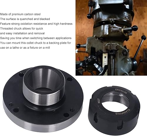 Miniatura 2 de Portabrocas ER50, 4.921 in de diámetro 7 agujeros 0.005 soporte de torno alto, resistencia Oxidati y alta dureza, fácil instalación y extracción