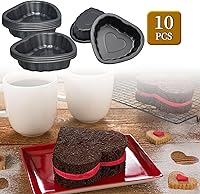 Vista 3 de 10 piezas de mini molde de tubo estriado, molde de acero al carbono de 4 pulgadas con forma de corazón, molde antiadherente para tartas, mini molde