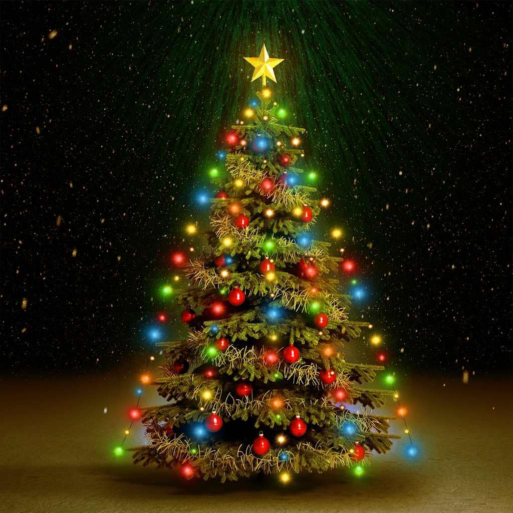 Rete luminosa per albero di Natale, con 150 LED, multicolore, 150 cm, in PVC, impermeabile, con porta USB, cavo da 5 m, 8 effetti luminosi, per interni ed esterni, decorazione natalizia