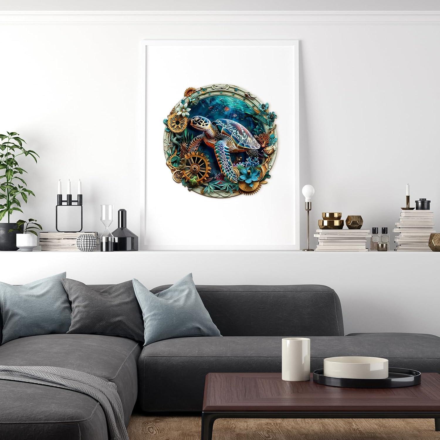 Wooden Puzzles for Adults, Embossed Turtle Wood Puzzles Adult, Unique Animal Shaped Wooden Jigsaw Puzzle, Creative Birthday Gifts for Friends/Family/Puzzle Lovers, Home Decor(L-13.4 * 13.3in 290pcs)