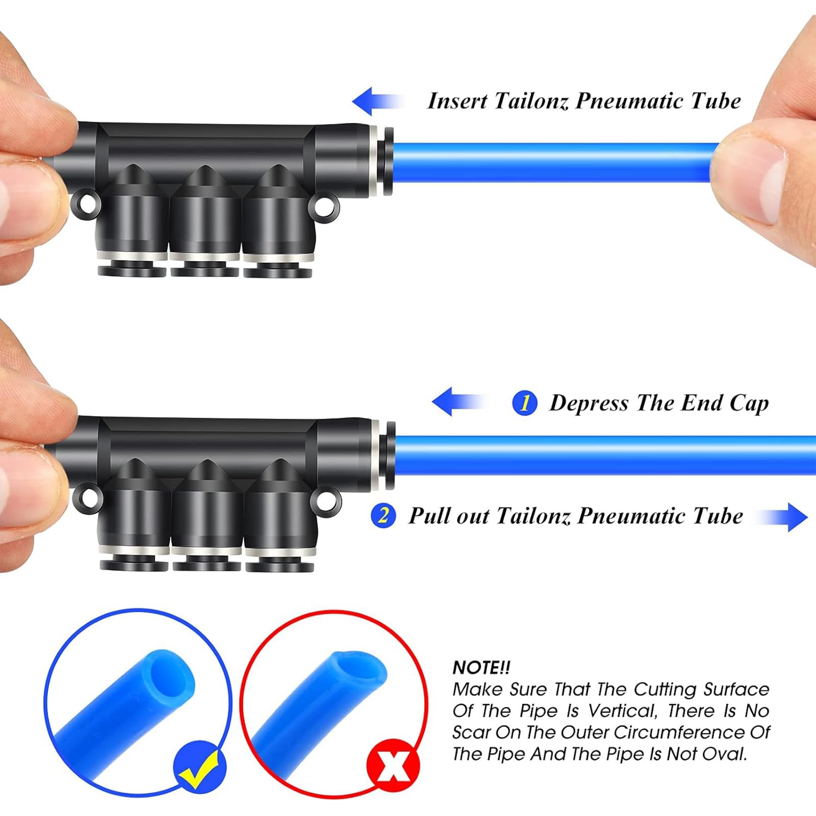 TAILONZ PNEUMATIC 10MM OD 5 Pcs Straight Push Connectors Plastic Quick Release Connectors Air Line Fittings PK-10 (5 Way) - Image 4