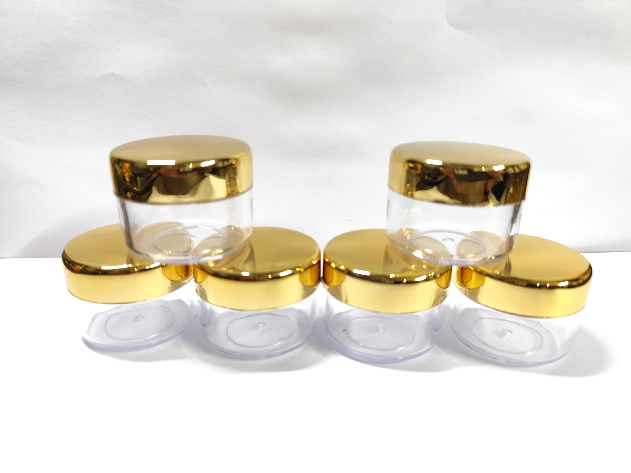 SHREE MAHA 15gm Gold Cap Transparent Round Base Empty Cosmetic Jars With Lid Cosmetic Jars Empty Containers (Pack of 12 pcs)-image-15