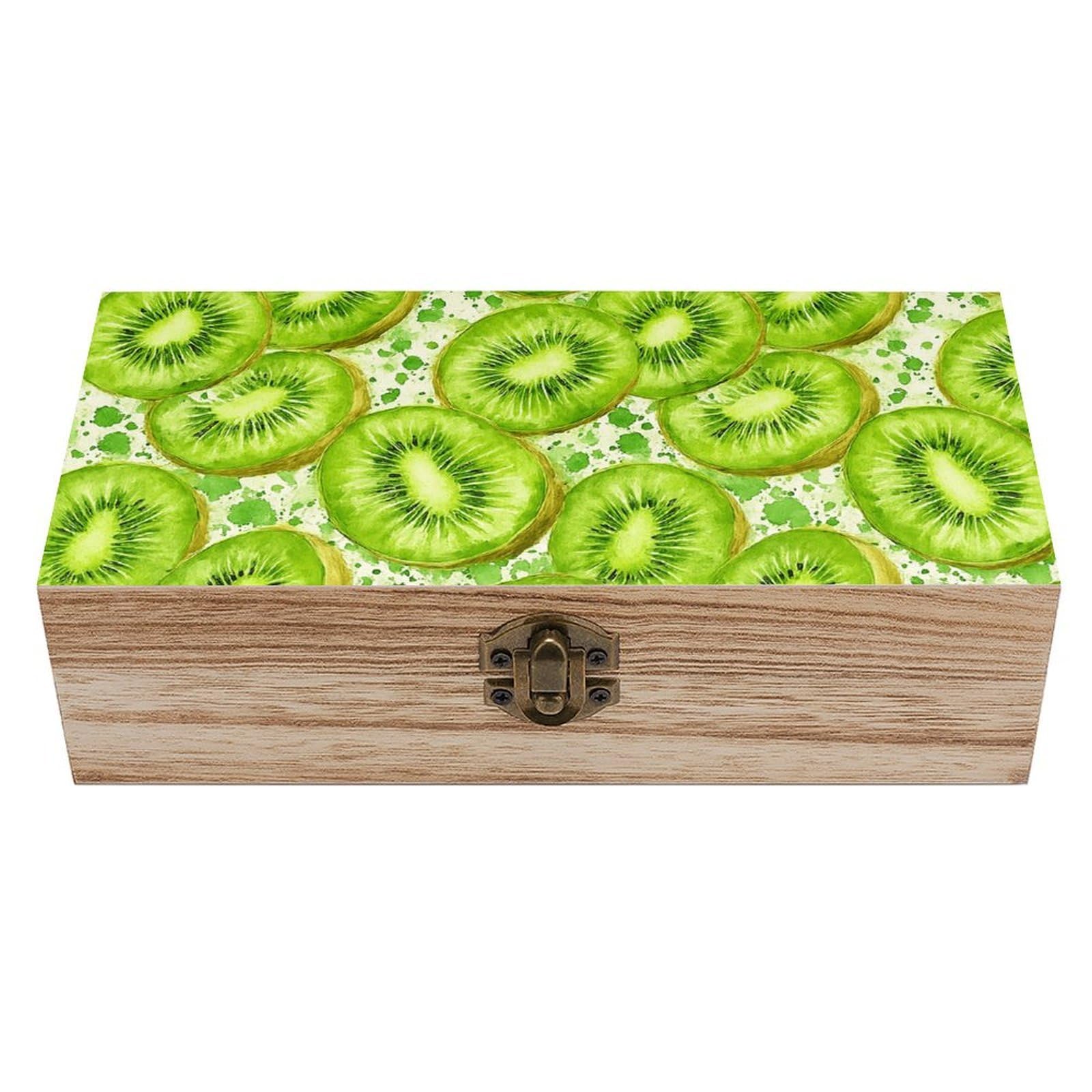 SMAZDFXX Fresh Kiwi Slices Wooden Storage Box Multipurpose Decorative Box for Jewelry Photo Home Decor