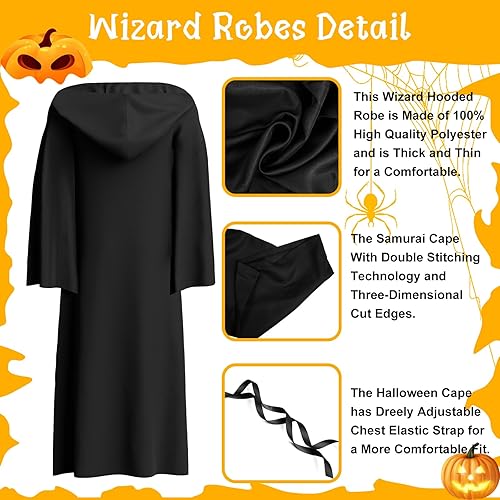 Miniatura 3 de 82.4 F Túnica de Halloween con capucha, disfraz de Halloween, cosplay, capa de Halloween para adultos, niños, hombres y mujeres