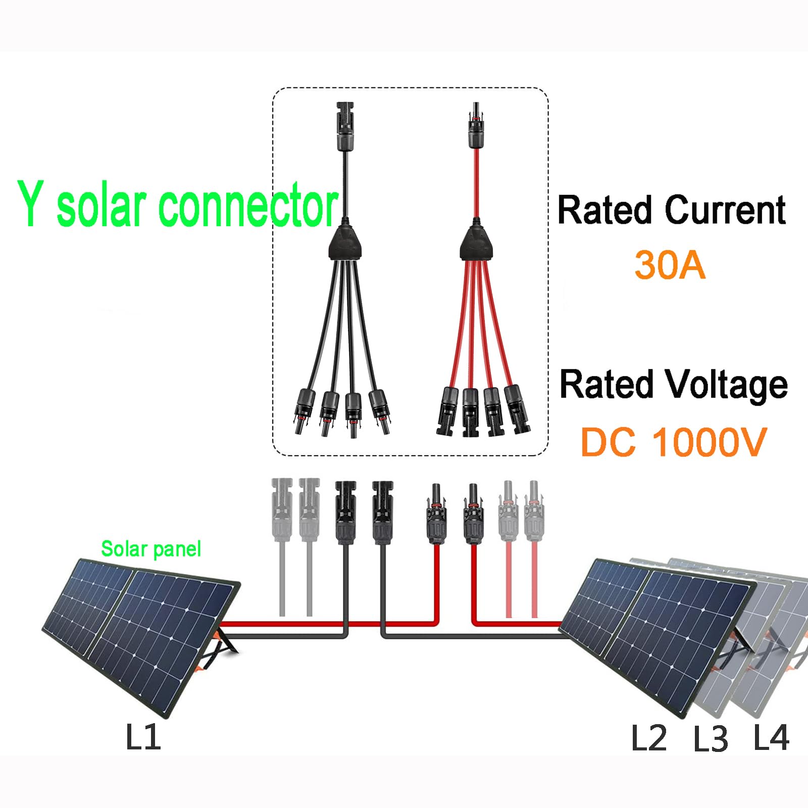 Câble solaire WOODGUILIN Répartiteur Y,1à6câble Y panneau solaire 6 mm² Câble solaire connecteur Y Câble photovoltaïque connecteur Y,1Y6 connecteur 1 paire pour panneau solaire.(Y solaire 1-6)