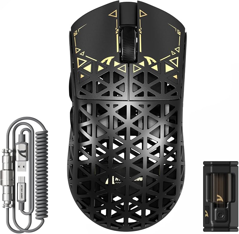 ATTACK SHARK R5 Ultra Szénszálas Gamer Egér, 39g Szuperkönnyű, 8000Hz Vezeték Nélküli, 42000 DPI, PAW3950MAX Szenzor, Bluetooth/2.4G/Vezeték