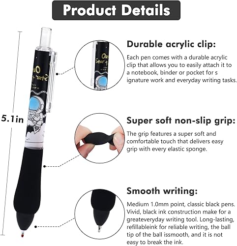 Miniatura 6 de 6 bolígrafos estéticos de gel de 0.5 puntas finas, bolígrafos kawaii de tinta negra, bolígrafos de escritura suave, tinta de secado rápido, agarre