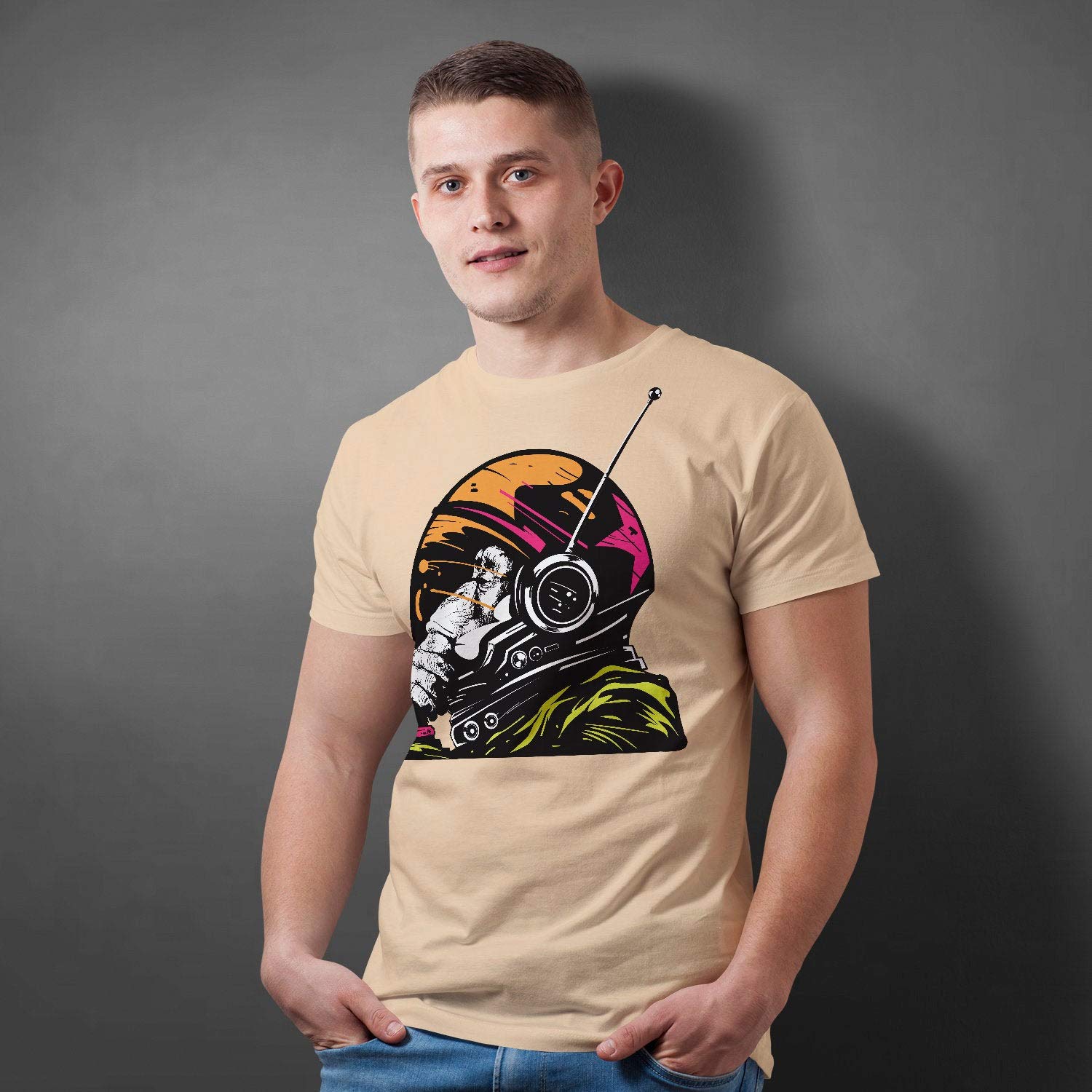 Playera de astronauta de Banksy, con diseño de mono divertido, camiseta para hombre, diseño cósmico del espacial, regalo Gris gris L