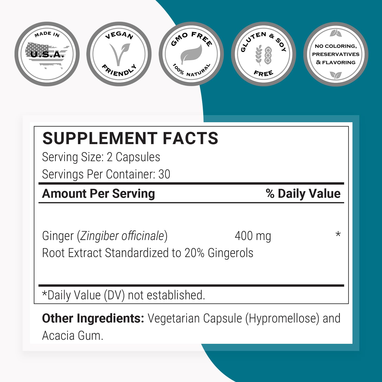 Super Gingerols - Extrait Naturel de Gingembre - Soutenir l’Immunité, Réduit les Nausées et Stimule le Tonus et l’Energie - Formule naturelle en gélules - Vegan - SuperSmart