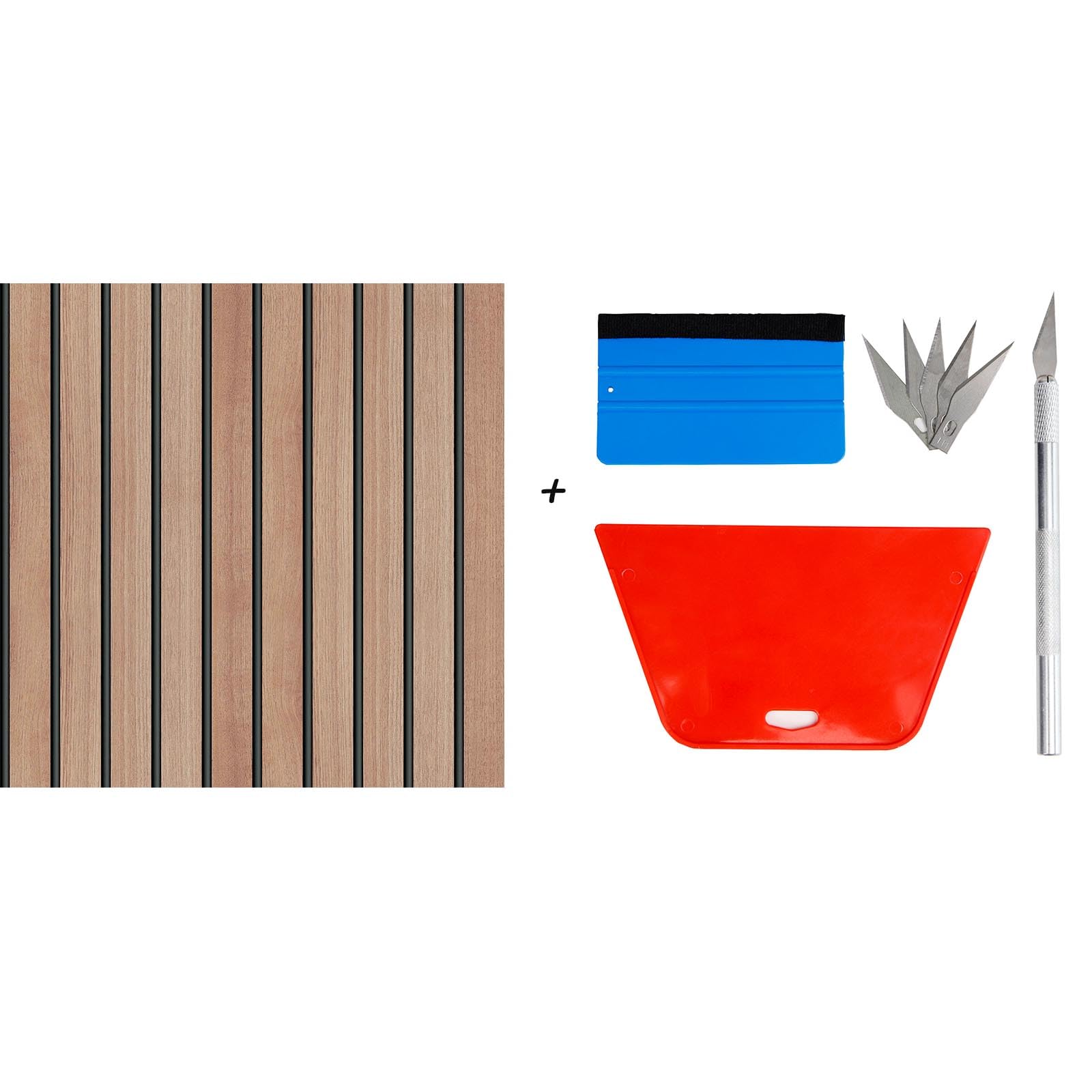 LXCREAT 17.71 Inch x 118 Inch Brown Shiplap Wood Grain Contact Paper and Wallpaper Smoothing Tool Kit