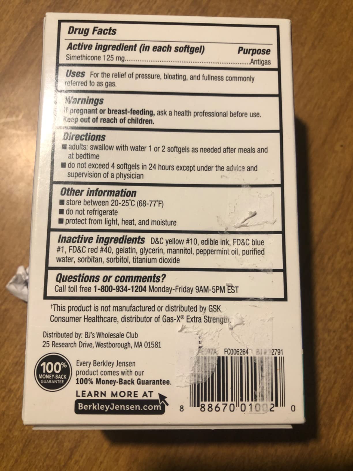 Berkley Jensen Extra Strength Gas Relief Softgels, 120 ct