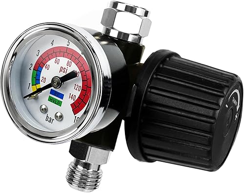 LE LEMATEC Regulador de compresor de aire con manómetro, regulador de diafragma de presión NPT de 1/4, control de 140 PSI para pistolas de