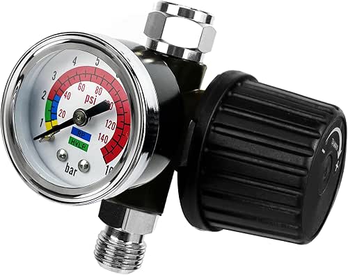 LE LEMATEC Diaphragm Air Regulator for HVLP Spray Guns, 1/4