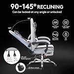 Gaming Chair Breathable Fabric,Computer Office Chair with Footrest,Massage Lumbar Support and Gel Pad,Ergonomic Reclining Adjustable Gamer Chair with Headrest and Spring Cushion Grey Black | Breathable Fabric,Gel Pad,Ergonomic,Spring Cushion,High Bac