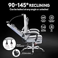 Vista 8 de Gaming Chair Breathable Fabric,Computer Office Chair with Footrest,Massage Lumbar Support and Gel Pad,Ergonomic Reclining Adjustable Gamer Chair