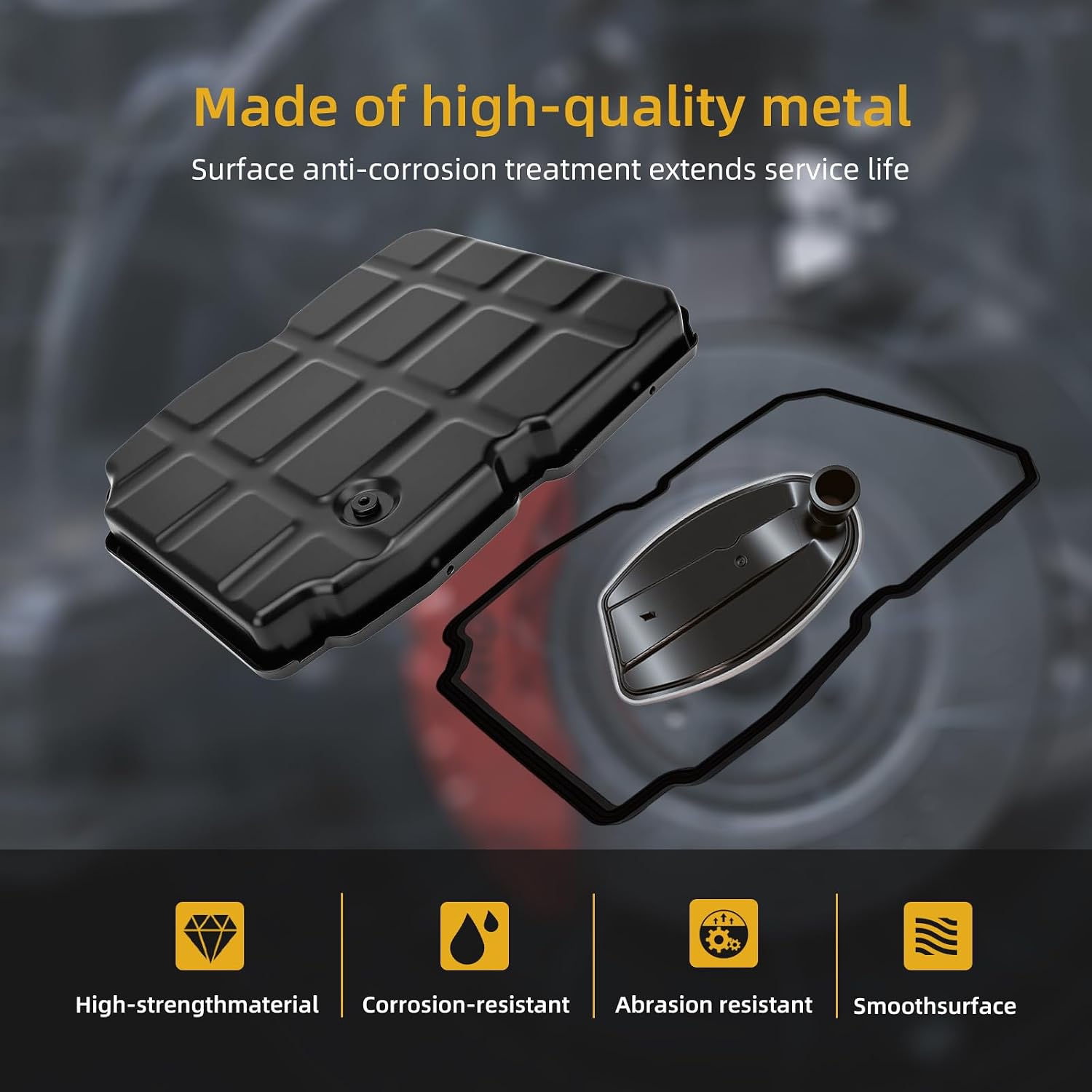 Transmission Oil Pan kit with Gasket, Transmission Filter & Drain Plug Direct Fit for Jeep Grand Cherokee Wrangler Commander, Dodge Challenger Charger Magnum Nitro, Chrysler 300, Replaces 52108327AA