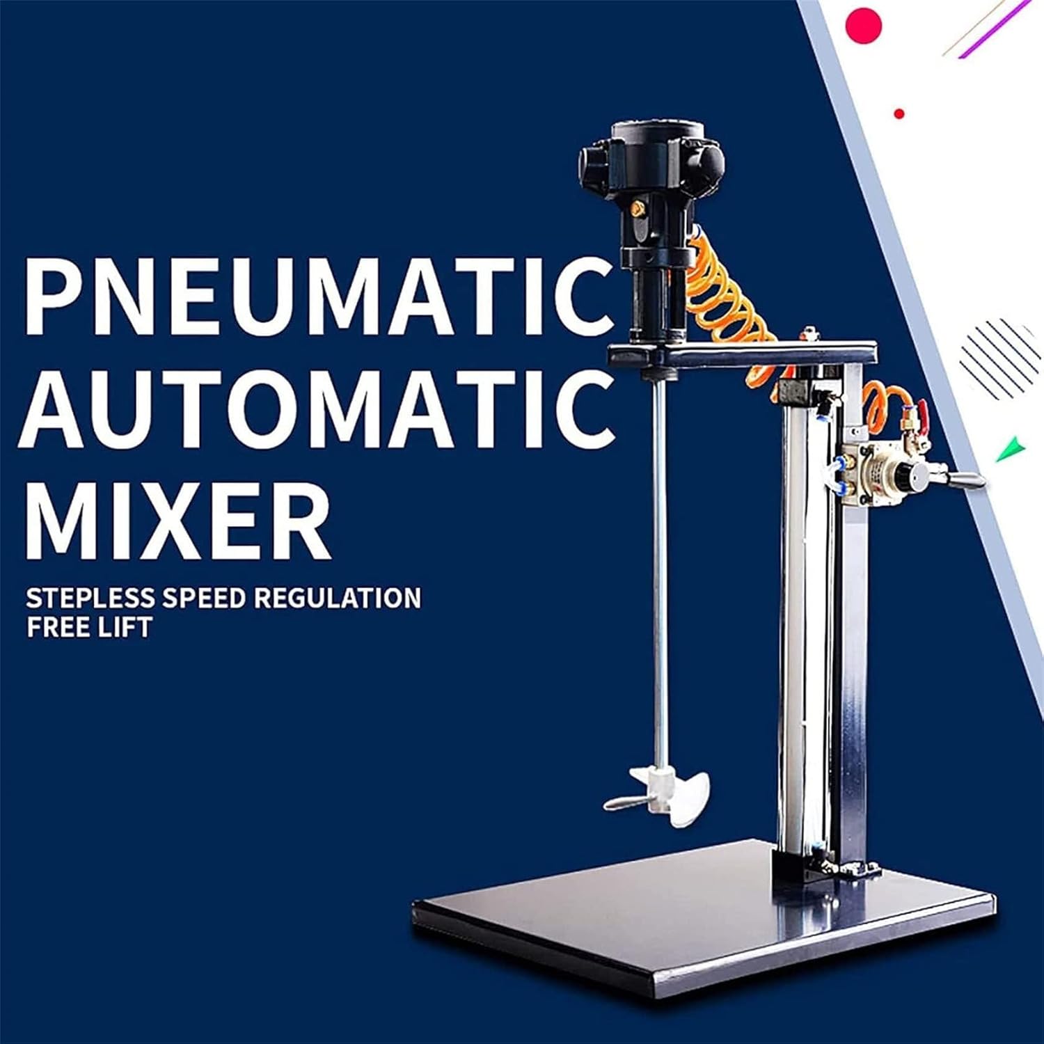 Pneumatic Paint Mixer Machine - 5 Gal/20L Ink Mixing Tool with Stainless Steel Blade & Bracket - Efficient Coating Mixer for Smooth Paint Blending