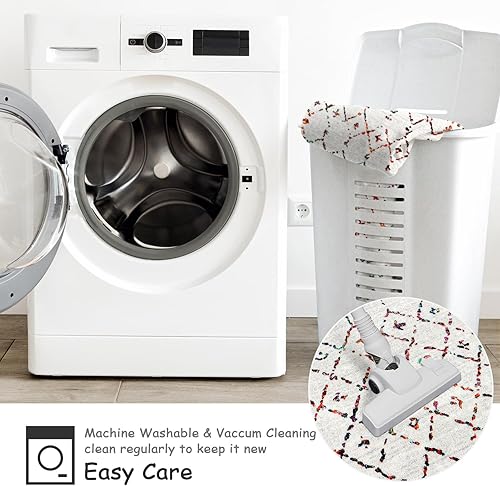 Miniatura 5 de Beevia - Alfombra de pasillo de cocina, coloridas rayas geométricas para pasillo, 2 x 6, alfombra suave para dormitorio, alfombra de interior para