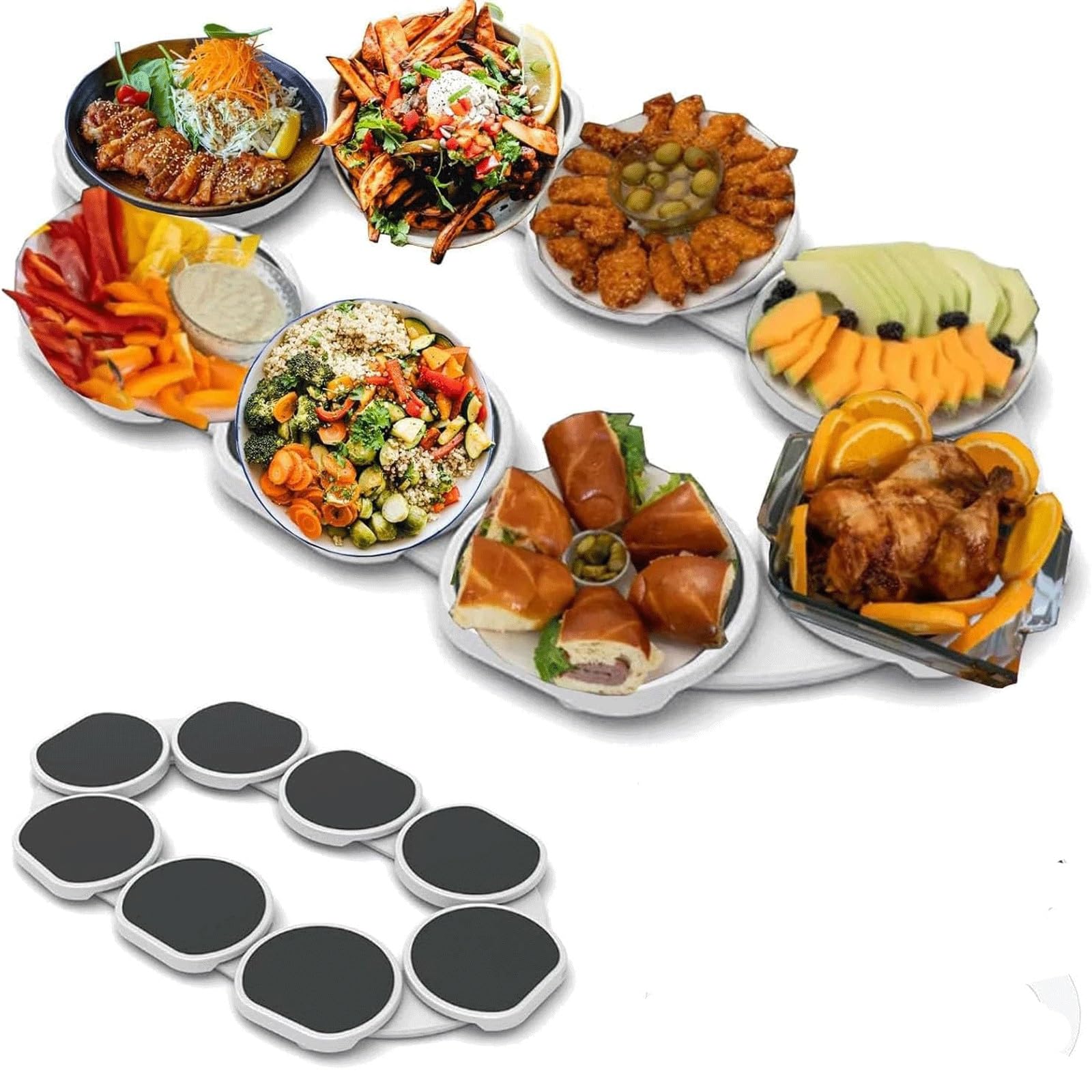 Lazy Susan plateau tournant extensible avec rotation fluide à 360 degrés