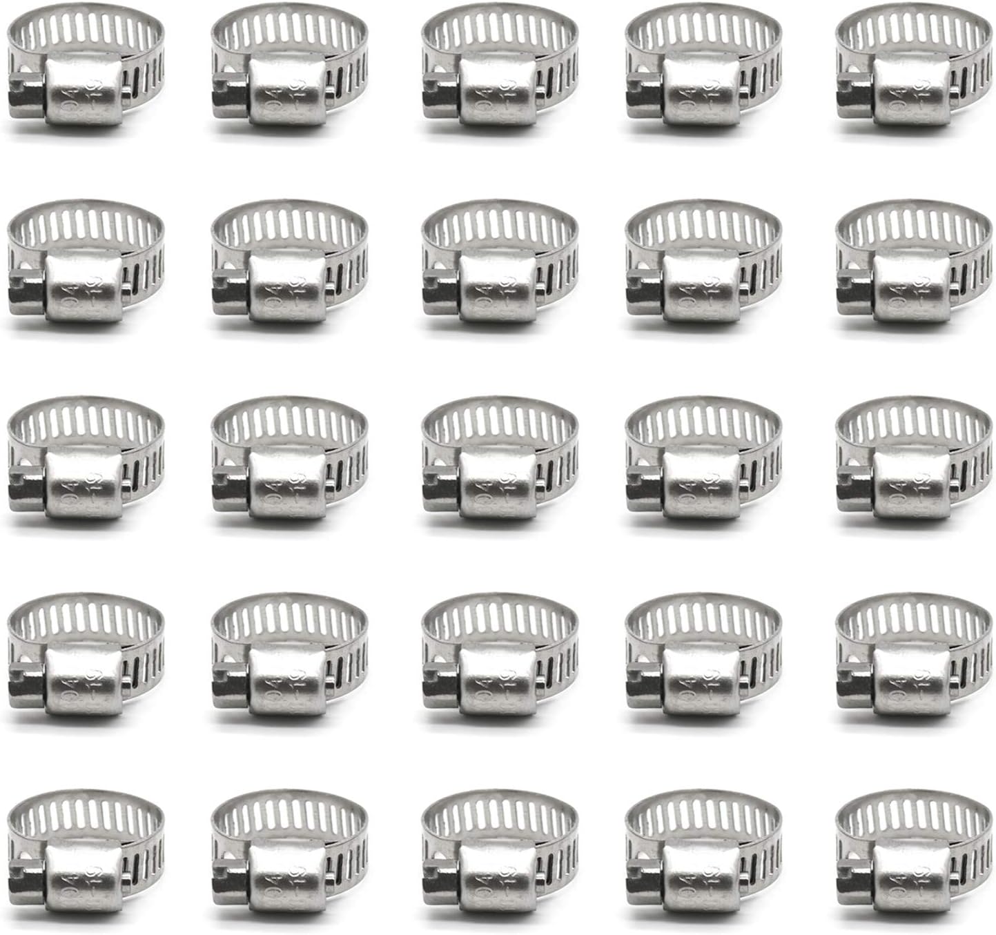 ZIPCCI Hose Clamp, 25 Pack Stainless Steel Worm Gear fuel line hose clamps, 13-19mm (1/2-3/4 inch)