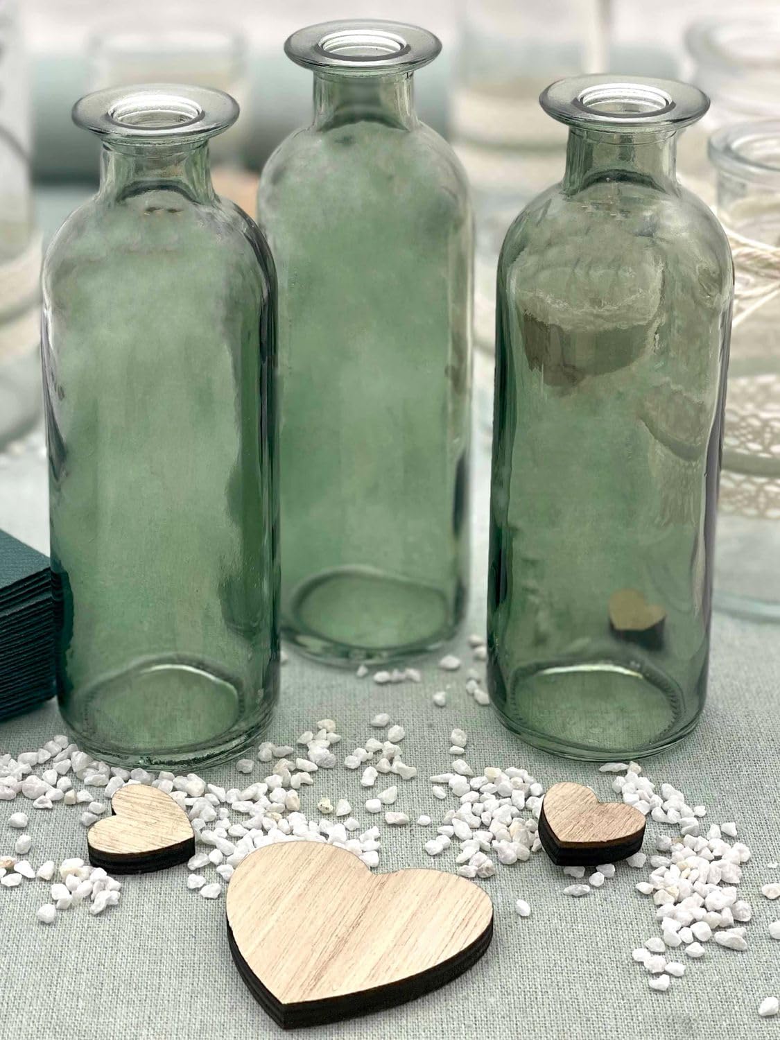 ZauberDeko Tischdeko Herz Salbei Eukalyptus Holz Creme Hochzeit 20 Personen