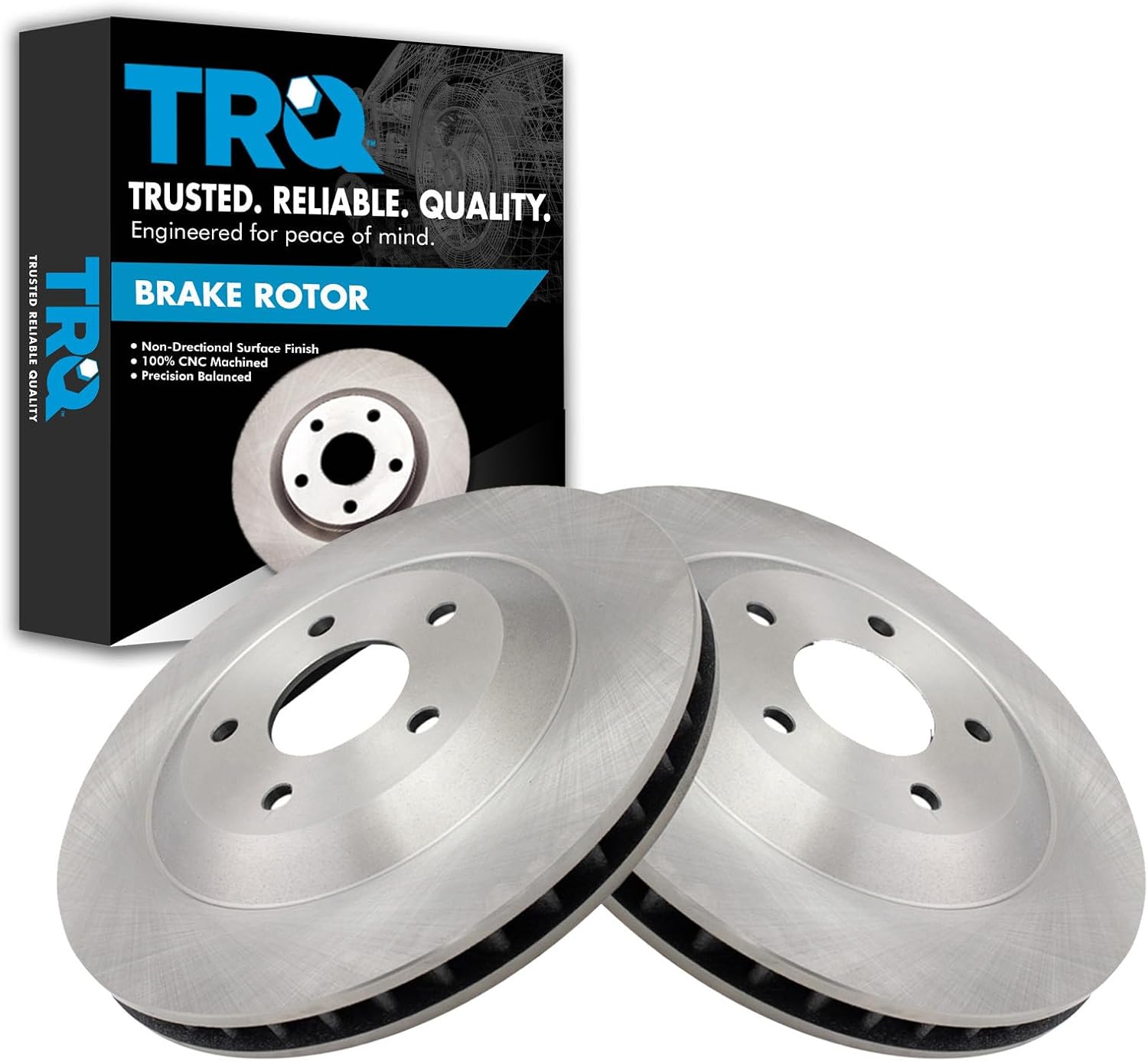 TRQ Front Brake Rotor Set Vented Compatible with 1997-2004 Chevrolet Corvette 2004 Cadillac XLR 2008-2009 XLR