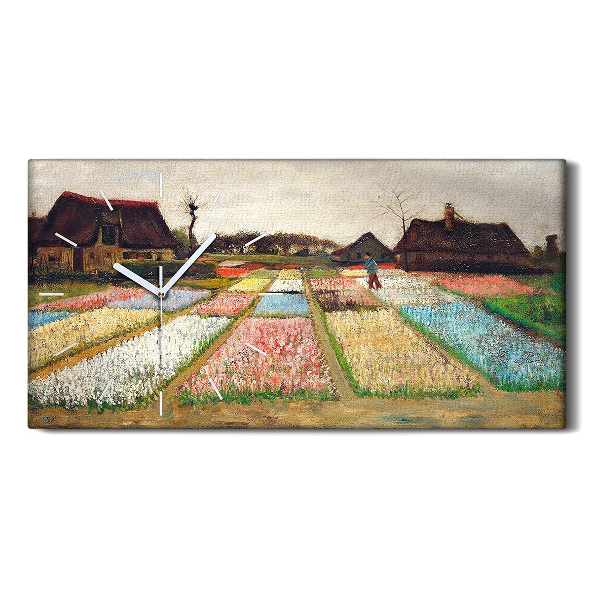 Horloge sur toile silencieuse style nature moderne pour l'ambiance zen du salon ou de la chambre
