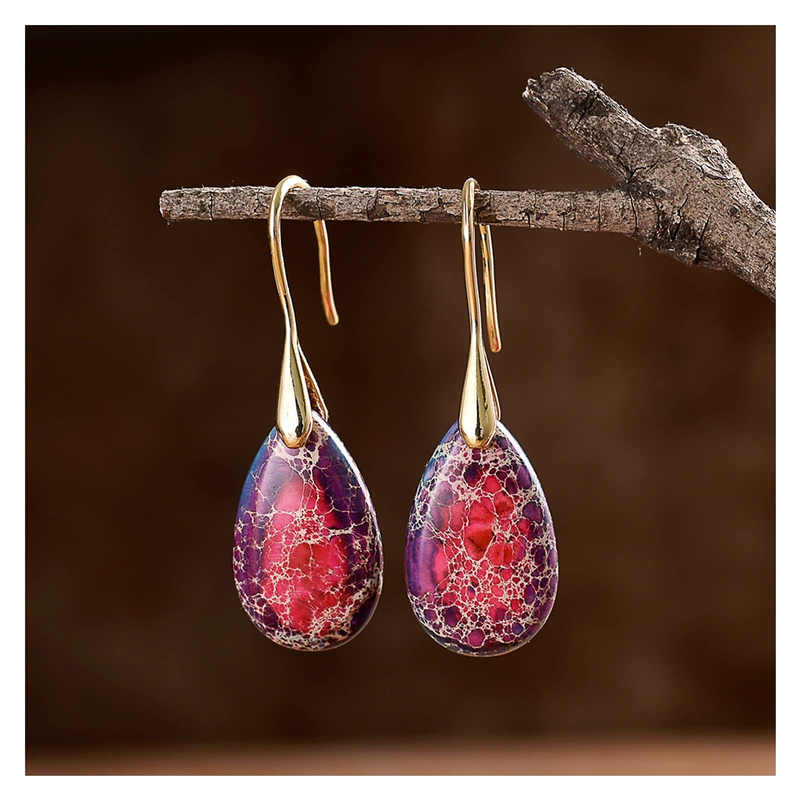 Fashion Jewelry 1 Pair Natural Stone Earrings for Women Rose Pink Fancy Drop Earring Dangle Earrings Jewelry Gifts Earrings Stud Set