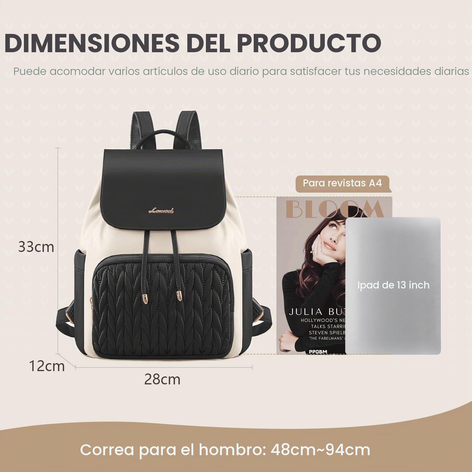 LOVEVOOK Mochila pequeña para mujer, resistente al agua, bolso de mano 2 en 1, mini bolso de día, mochila para mujer, elegante, para ocio, escuela, viajes, trabajo