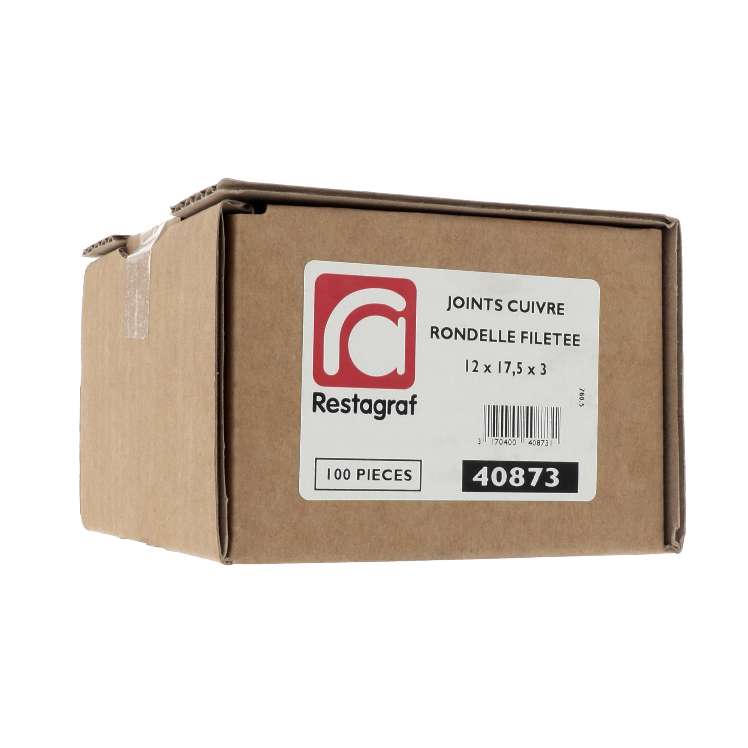 Restagraf - Joint de Vidange Cuivre Fileté - Diam. 11,3 x 17,5 x 3 mm - Compatible avec Alpine, Dacia, Mini, Mitsubishi, Nissan, Renault (Certains Moteurs) - Réf. 40873 - Boîte de 100