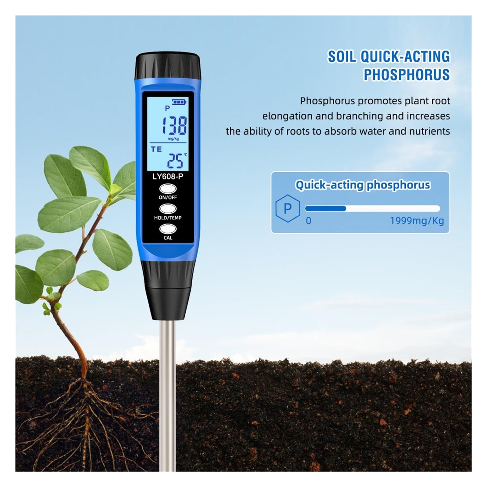 Analizador profesional de nitrógeno y potasio del suelo, medidor fósforo, analizador fertilidad Agricultura y actividades al aire libre(K Tester)