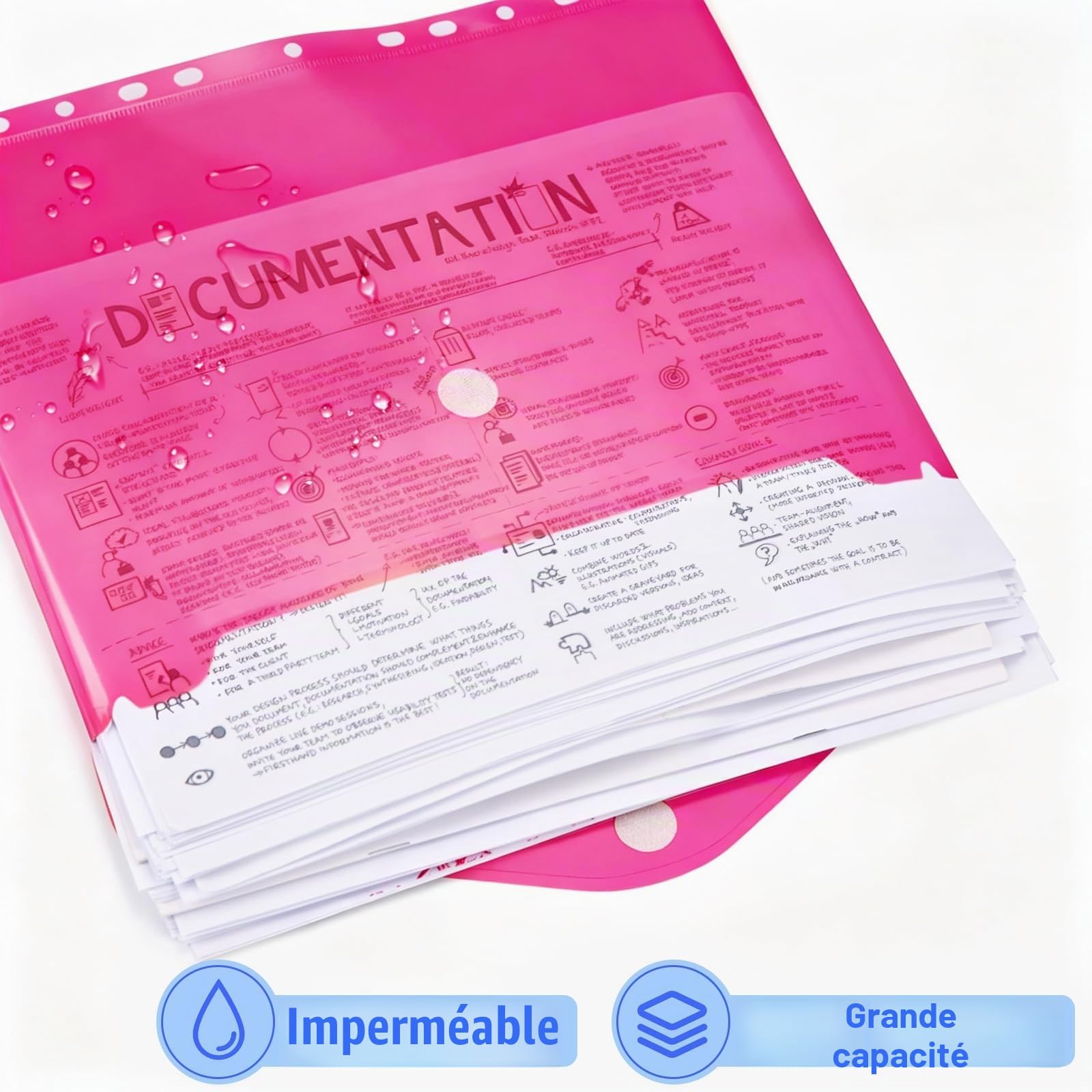 Pochette Porte-Documents A4 12PCS, Pochettes Plastiques Perforées A4 avec 11 Trous, Pochette Classeur 6 Couleurs Transparentes avec Poches, pour Étiquettes pour Organiser les Documents