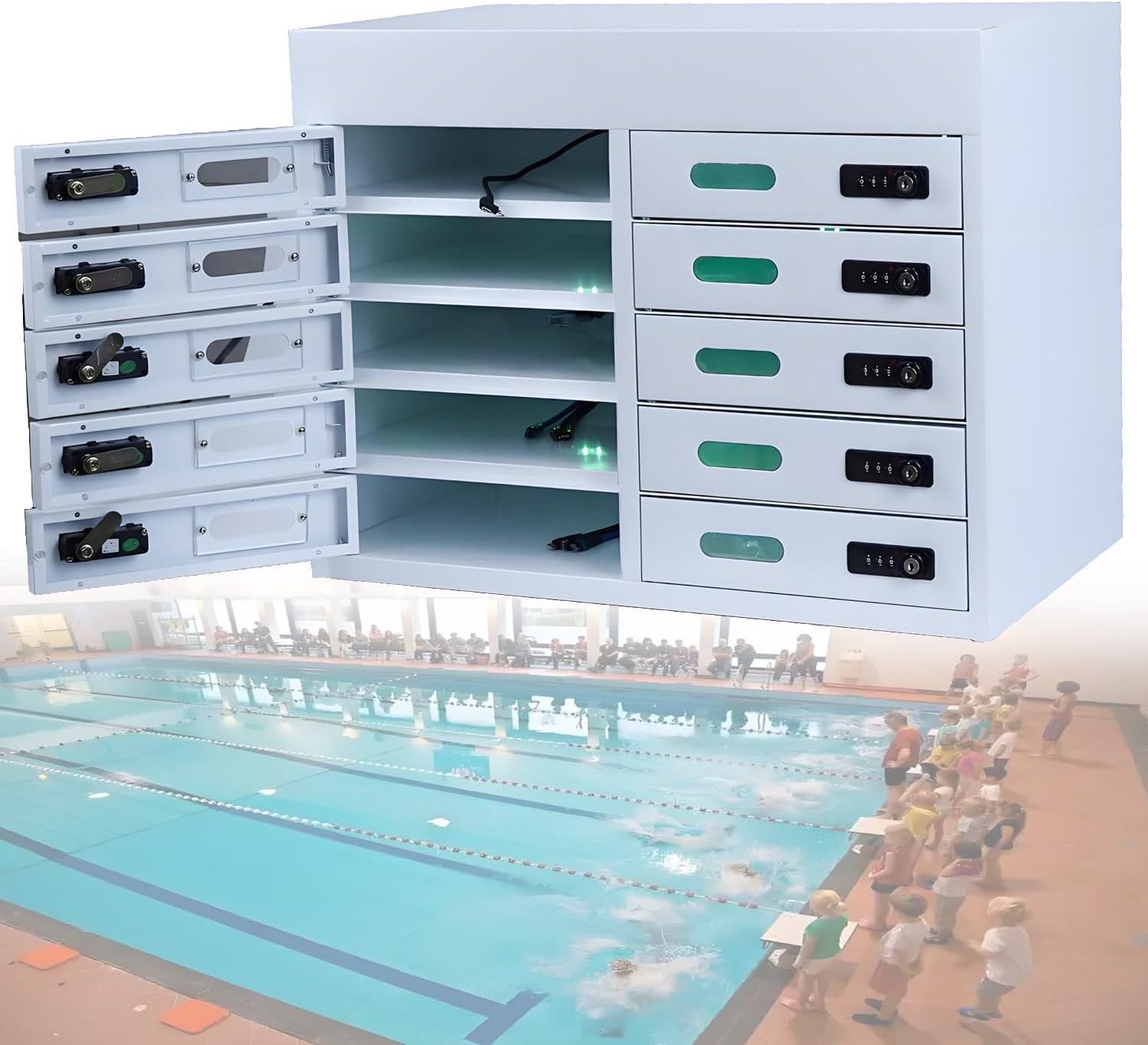 Mobile Phone Locker - 10-Slot Cellphone Storage Cabinet with Combination & Key Locks for Airports, Shopping Malls, Hospitals, Scenic Spots