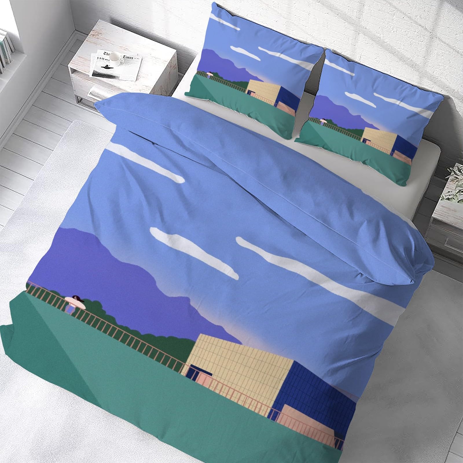 Housse de couette bleu violet pour créer un cocon douillet 220x240