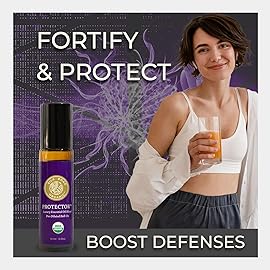 Silk Road Organic Protector Essential Oil Immunity Blend Roll On, Based on Thieves Oil Legend, 100% Pure USDA Certified Clove Bud, Cinnamon Bark, Rosemary, Lemon, Eucalyptus - 10 ml Roller