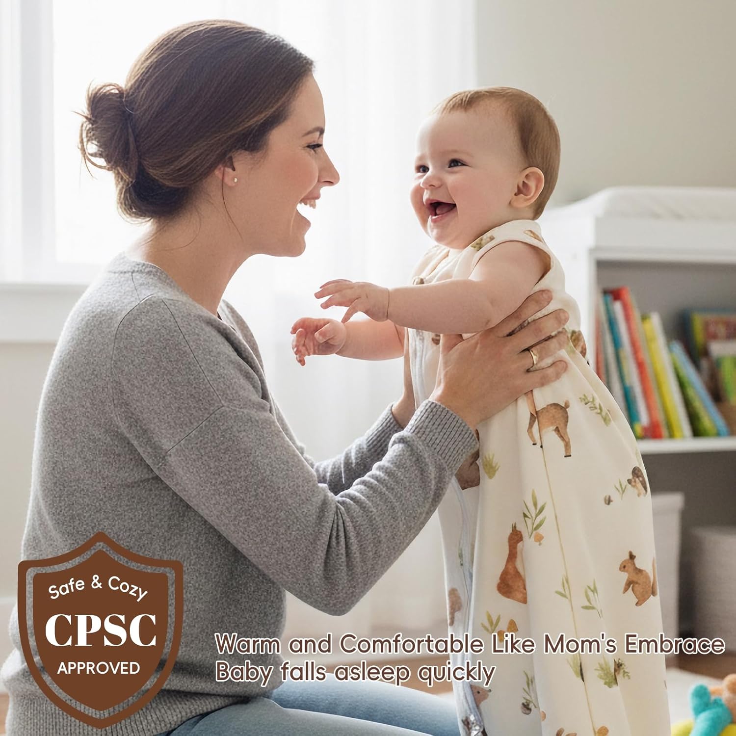 david's kids Micro Fleece Baby Sleep Sack 6-12 Months, Warm Baby Wearable Blankets with 2-Way Zipper, 2 Pack Sleeping Bags for Infant Newborn Boys Girls Neutral, Medium Size, Forest/Woodland Animals - Image 7