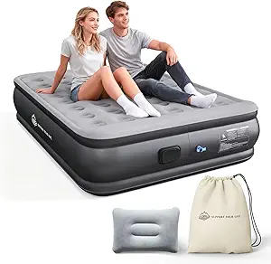 JUITOY Queen Air Mattress with Built in Pump, 18" Upgraded One-Touch Inflatable Airbed for Home, Camping Guests, Portable Blow Up Mattress, 770lbs Capacity