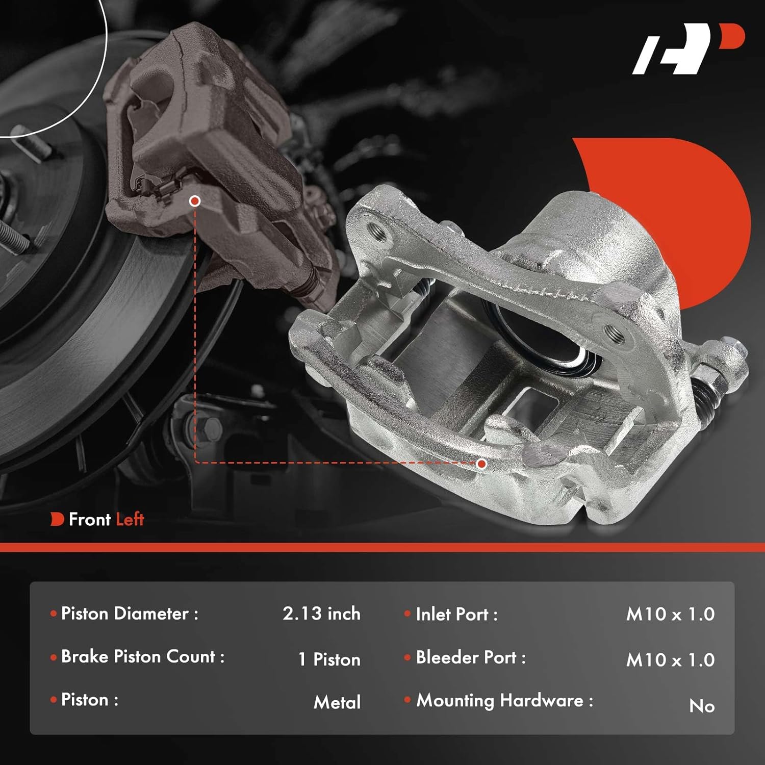 A-Premium Disc Brake Caliper Assembly with Bracket Compatible with Select Hyundai Models - Elantra 2002 2003 2004 2005, L4 2.0L - Front Left Driver Side