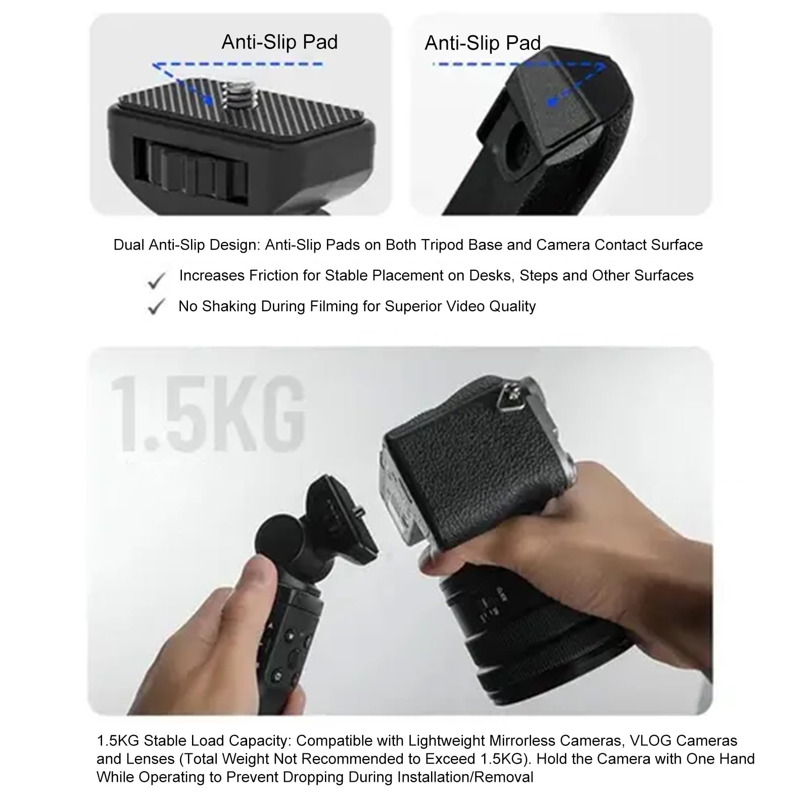Empuñadura de Trípode Remota Inalámbrica, Empuñadura Ergonómica Remota Desmontable de 10 M con Rotación Panorámica de 360° y Giro Vertical de 180°, para Vlogging, Transmisión en