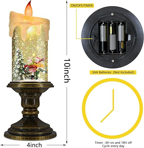 Miniatura 3 de Velas de Navidad sin llama, velas LED parpadeantes con temporizador, luces de vela de globo de nieve para decoraciones de Navidad
