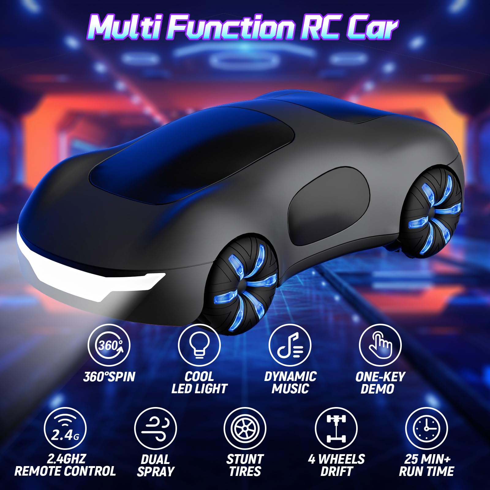 Contixo SC1 Remote Control Car - 1:12 Scale 4WD Stunt Car With Hand Gesture Control & LED Lights