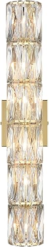 Miniatura 1 de SAMTEEN Aplique de pared de cristal de 23.6 pulgadas, apliques dorados, iluminación de pared moderna de mediados de siglo, 6 luces de montaje en