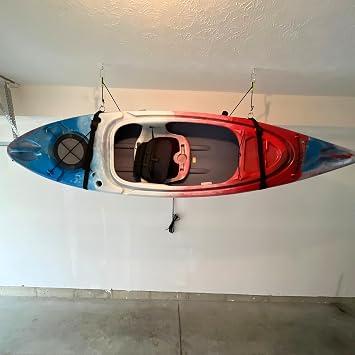 Tie Boss Kayak Hanger, Kayak Hoist & Overhead Garage Ceiling Storage System