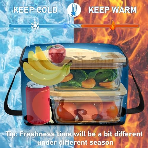 Miniatura 6 de QsirBC Bolsa de almuerzo aislada con diseño de gato negro y luna para mujer, reutilizable, bolsa cuadrada para comidas para adultos y hombres,