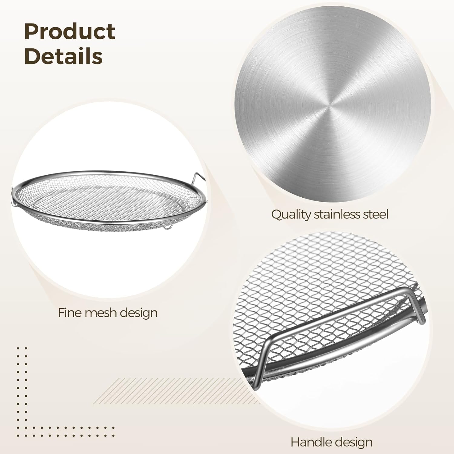 Drip Pan And Filter Set, Stainless Steel Frying And Roasting Basket, 2-In-1 Vegetable Strainer And Cooling Tray, 10 X 2.4 Inches