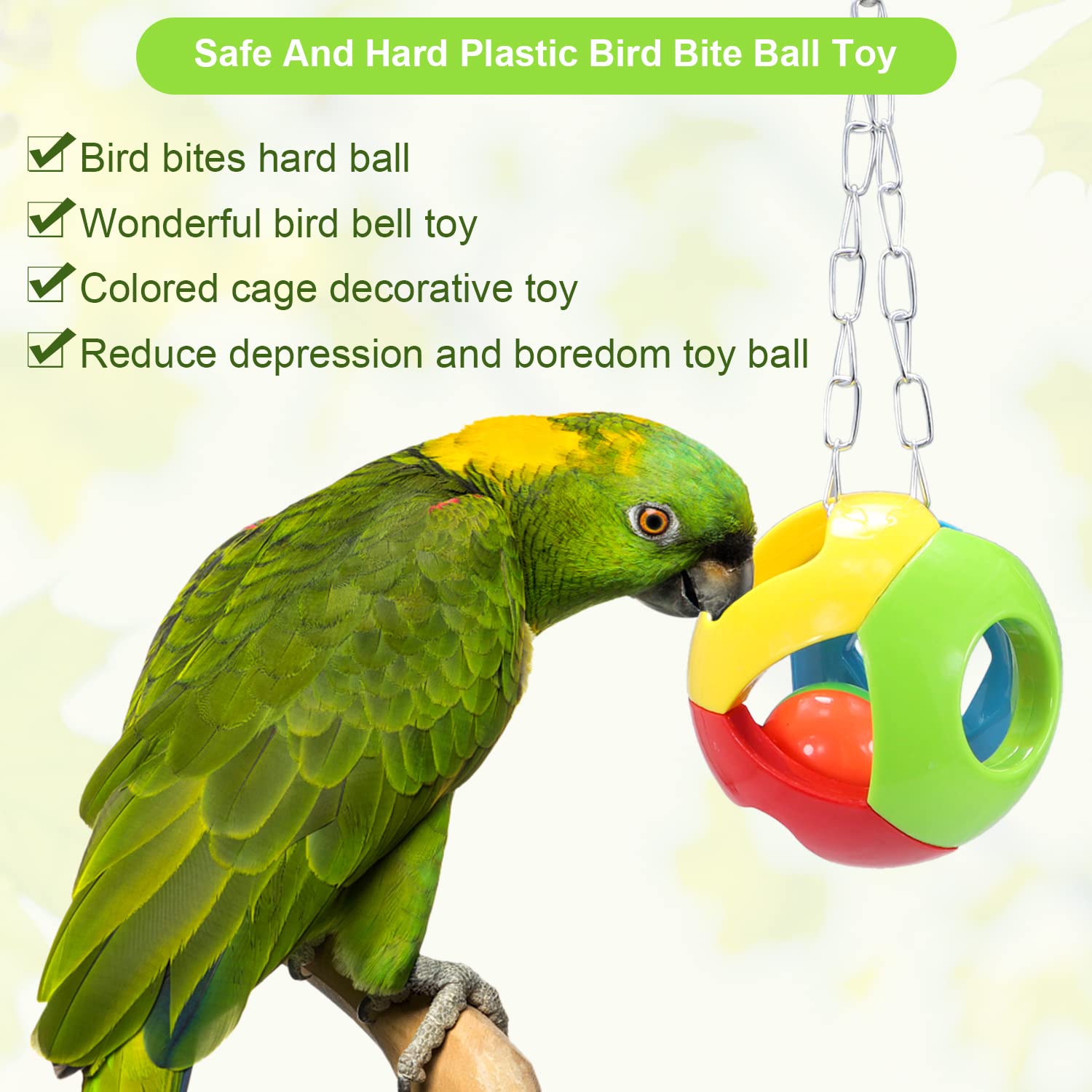 Litewoo 3 Pack Bird Chew Toy Bells Balls Set Parrot Training Toy Cage Accessories for Parakeet Cockatiel African Grey Cockatoo Macaw Conure - image 3