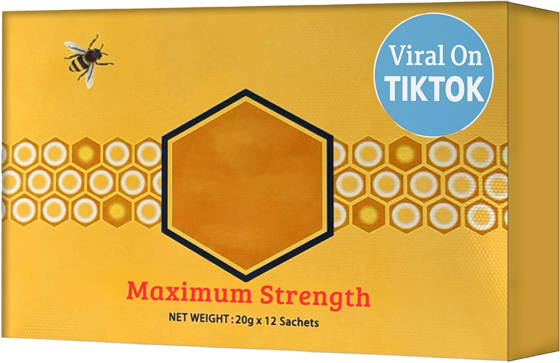 Natural Unflitered Honey Sachets Enriched with Natural Jelly Large Gold Box with 20g Sachets 12 count | Miel para hombre y mujers natural